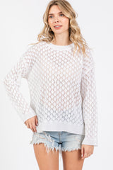 White Diamond Open Knit Maternity Top