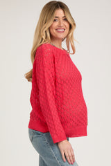 Red Diamond Open Knit Maternity Top