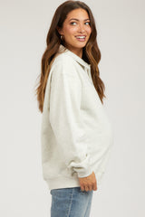 Cream Collared Pullover Maternity Sweatshirt