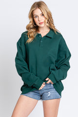 Hunter Green Collared Pullover Maternity Sweatshirt