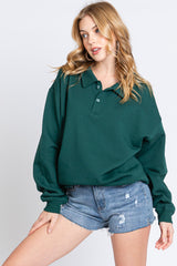 Hunter Green Collared Pullover Sweatshirt