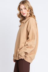 Taupe Collared Pullover Sweatshirt