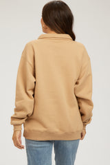 Taupe Collared Pullover Maternity Sweatshirt