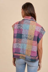 Pink Combo Soft Brushed Multicolor Loose Fit Vest