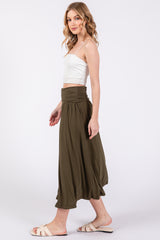 Olive Fold-Over Maxi Skirt