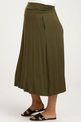 Olive Fold-Over Maternity Maxi Skirt