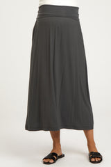 Charcoal Fold-Over Maternity Maxi Skirt