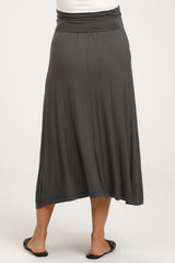 Charcoal Fold-Over Maternity Maxi Skirt