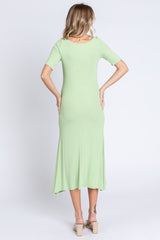 Kiwi Lime U Notched Midi Dress