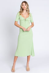 Kiwi Lime U Notched Midi Dress