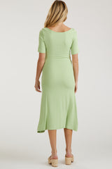 Kiwi Lime U Notched Maternity Midi Dress