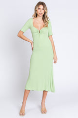 Kiwi Lime U Notched Maternity Midi Dress