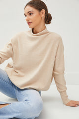 Beige Soft Knit Mock Neck Sweater