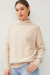 Beige Soft Knit Mock Neck Sweater