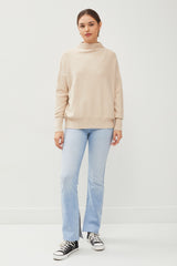 Beige Soft Knit Mock Neck Sweater