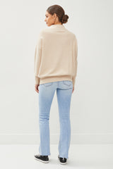 Beige Soft Knit Mock Neck Sweater