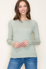 Mint Knit Long Sleeve Top