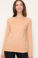 Peach Knit Long Sleeve Top