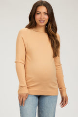 Peach Knit Long Sleeve Maternity Top