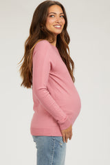 Mauve Knit Long Sleeve Maternity Top