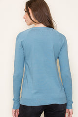 Blue Knit Long Sleeve Top