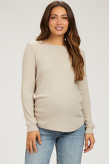 Taupe Ribbed Maternity Long Sleeve Top