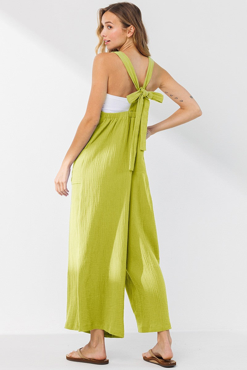Lime Wide Leg Tie Back Maternity Overalls– PinkBlush