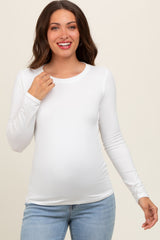 Ivory Knit Long Sleeve Round Hem Maternity Top