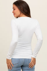 Ivory Knit Long Sleeve Round Hem Maternity Top