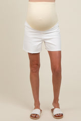 White Basic Maternity Denim Shorts