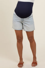 Light Denim Maternity Shorts