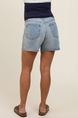 Light Wash Denim Maternity Shorts