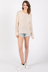 Cream Crochet Detail Sleeve Knit Top