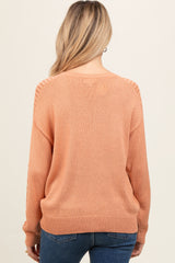 Peach Crochet Detail Sleeve Knit Maternity Top