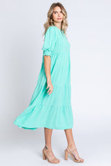 Emerald Short Sleeve Tiered Midi Dress