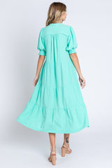 Emerald Short Sleeve Tiered Midi Dress