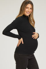 Black Soft Turtle Neck Maternity Top