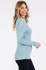 Light Blue Ribbed Long Sleeve Top