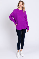 Purple Knit Pullover Sweater