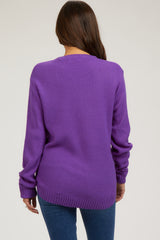 Purple Knit Pullover Maternity Sweater