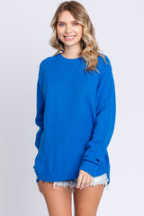 Royal Blue Knit Pullover Maternity Sweater