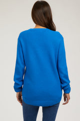 Royal Blue Knit Pullover Maternity Sweater