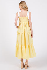 Yellow Sleeveless Tiered Colorblock Strap Maxi Dress