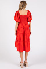 Red Tiered Midi Dress