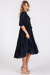 Navy Tiered Midi Dress