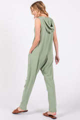 Light Olive Hooded Button Up Jumpsuit