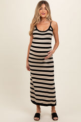 Beige Patterned Sleeveless Maternity Maxi Dress