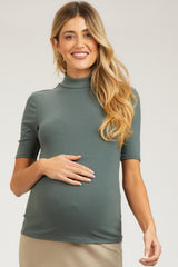 Olive Short Sleeve Turtleneck Maternity Top