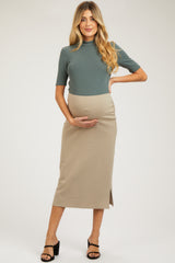 Olive Short Sleeve Turtleneck Maternity Top