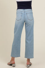 Light Blue Straight Crop Maternity Jeans